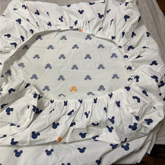 Disney Mickey Mouse Patterned Crib Sheet - Navy and Orange - Picture 5 of 8